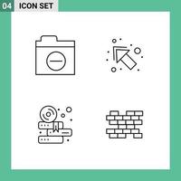 4 Creative Icons Modern Signs and Symbols of folder study error left brick Editable Vector Design Elements
