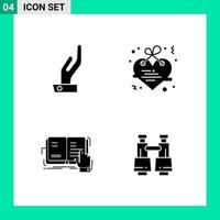 Pack of 4 Solid Style Icon Set Glyph Symbols for print Creative Signs Isolated on White Background 4 Icon Set Creative Black Icon vector background