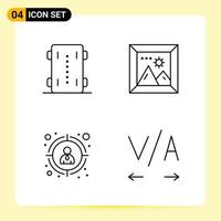 4 iconos creativos para el diseño moderno de sitios web y aplicaciones móviles receptivas 4 símbolos de contorno signos sobre fondo blanco paquete de 4 iconos fondo de vector de icono negro creativo