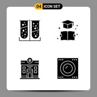 4 Black Icon Pack Glyph Symbols Signs for Responsive designs on white background 4 Icons Set Creative Black Icon vector background