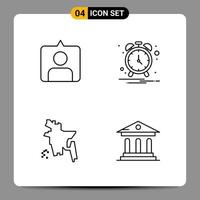 4 Black Icon Pack Outline Symbols Signs for Responsive designs on white background 4 Icons Set Creative Black Icon vector background