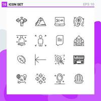 16 Thematic Vector Outlines and Editable Symbols of bell circle sun business digital audio editor Editable Vector Design Elements