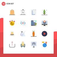 Modern Set of 16 Flat Colors and symbols such as timer clock layer alarm spruce Editable Pack of Creative Vector Design Elements