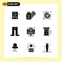 9 Creative Icons for Modern website design and responsive mobile apps 9 Glyph Symbols Signs on White Background 9 Icon Pack Creative Black Icon vector background