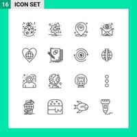 Stock Vector Icon Pack of 16 Line Signs and Symbols for find email time attachment iot Editable Vector Design Elements