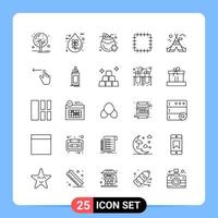 25 Line Black Icon Pack Outline Symbols for Mobile Apps isolated on white background 25 Icons Set Creative Black Icon vector background