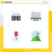 Universal Icon Symbols Group of 4 Modern Flat Icons of landscape love road economy achievement Editable Vector Design Elements