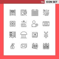 16 Thematic Vector Outlines and Editable Symbols of cooling pin colander location date Editable Vector Design Elements