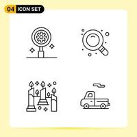 4 Creative Icons for Modern website design and responsive mobile apps 4 Outline Symbols Signs on White Background 4 Icon Pack Creative Black Icon vector background