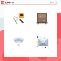 Pack of 4 Modern Flat Icons Signs and Symbols for Web Print Media such as welding wifi factory dressing email Editable Vector Design Elements