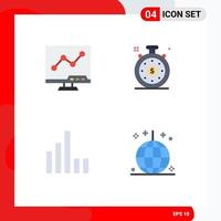 Pack of 4 creative Flat Icons of analytic signal screen speedometer event Editable Vector Design Elements