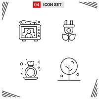 4 Icons Line Style Grid Based Creative Outline Symbols for Website Design Simple Line Icon Signs Isolated on White Background 4 Icon Set Creative Black Icon vector background