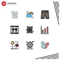 conjunto de 9 iconos de interfaz de usuario modernos símbolos signos para enlace de san valentín vestido de internet afortunado elementos de diseño vectorial editables vector