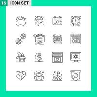 16 Universal Outlines Set for Web and Mobile Applications options controls beach stopwatch efficiency Editable Vector Design Elements