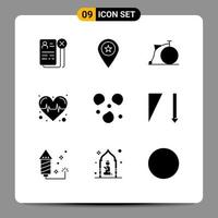 Modern Set of 9 Solid Glyphs Pictograph of hail heart marker health vehicles Editable Vector Design Elements