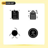 Editable Vector Line Pack of Simple Solid Glyphs of contract coin accounts plan biology finance Editable Vector Design Elements