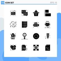 Pack of 16 Modern Solid Glyphs Signs and Symbols for Web Print Media such as bars cloud speech router internet Editable Vector Design Elements