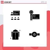 Mobile Interface Solid Glyph Set of Pictograms of teamwork video camera leadership digital camera fashion Editable Vector Design Elements