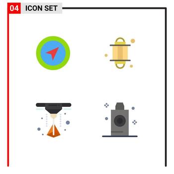 4 Universal Flat Icons Set for Web and Mobile Applications location printer pin light bath Editable Vector Design Elements