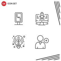 Editable Vector Line Pack of 4 Simple Filledline Flat Colors of board idea banner board startup follow Editable Vector Design Elements