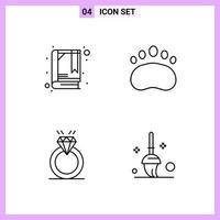 4 Icons in Line Style Outline Symbols on White Background Creative Vector Signs for Web mobile and Print Creative Black Icon vector background