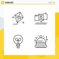 Collection of 4 Universal Line Icons Icon Set for Web and Mobile Creative Black Icon vector background