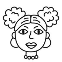 Face of woman in doodle line style. Hand drawn portrait of girl. Simple isolated vector illustration.