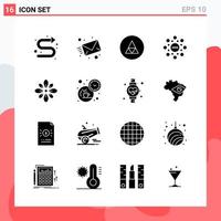 Collection of 16 Vector Icons in solid style Modern Glyph Symbols for Web and Mobile Solid Icon Sign Isolated on White Background 16 Icons Creative Black Icon vector background