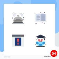 Pictogram Set of 4 Simple Flat Icons of bell alert room read web Editable Vector Design Elements