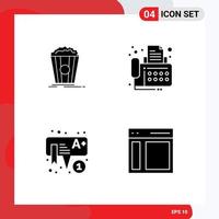 Group of Solid Glyphs Signs and Symbols for popcorn kids snack fax preschool Editable Vector Design Elements
