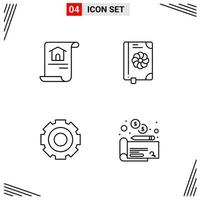 4 Icons Line Style Grid Based Creative Outline Symbols for Website Design Simple Line Icon Signs Isolated on White Background 4 Icon Set Creative Black Icon vector background