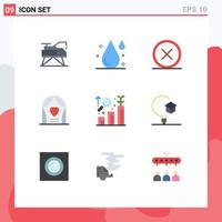 Pictogram Set of 9 Simple Flat Colors of research love circle celebration remove Editable Vector Design Elements