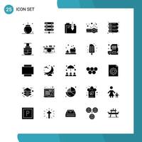 25 Universal Solid Glyphs Set for Web and Mobile Applications machine presentation storage device download Editable Vector Design Elements