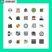 Universal Icon Symbols Group of 25 Modern Filled line Flat Colors of stop multimedia shopping buttons referee Editable Vector Design Elements