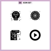 4 Solid Glyph concept for Websites Mobile and Apps avatar paint halloween coin tool Editable Vector Design Elements