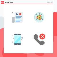 Group of 4 Flat Icons Signs and Symbols for bill mobile expense modification electronic Editable Vector Design Elements