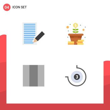 Pictogram Set of 4 Simple Flat Icons of communication grid letter money count down Editable Vector Design Elements