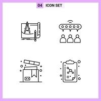 4 Icons in Line Style Outline Symbols on White Background Creative Vector Signs for Web mobile and Print Creative Black Icon vector background