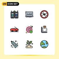 Set of 9 Modern UI Icons Symbols Signs for success achievement biology car laboratory Editable Vector Design Elements