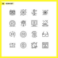 16 Universal Outlines Set for Web and Mobile Applications science life meter biology cosmetic Editable Vector Design Elements