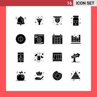 Pack of 16 Modern Solid Glyphs Signs and Symbols for Web Print Media such as cogwheels beliefs closed ancient healthcare Editable Vector Design Elements