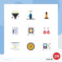 Group of 9 Flat Colors Signs and Symbols for object education lighthouse text ocean Editable Vector Design Elements