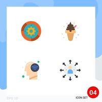 4 Universal Flat Icons Set for Web and Mobile Applications gear connect engine food mind Editable Vector Design Elements