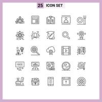 conjunto de 25 iconos de ui modernos símbolos signos para tenedor foto banco persona humana elementos de diseño vectorial editables vector