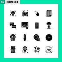 Pack of 16 Solid Style Icon Set Glyph Symbols for print Creative Signs Isolated on White Background 16 Icon Set Creative Black Icon vector background