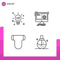 Outline Icon set Pack of 4 Line Icons isolated on White Background for responsive Website Design Print and Mobile Applications Creative Black Icon vector background