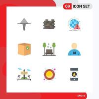 9 Universal Flat Colors Set for Web and Mobile Applications chair e antivirus commerce box Editable Vector Design Elements