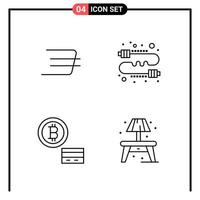 Set of 4 Line Style Icons for web and mobile Outline Symbols for print Line Icon Signs Isolated on White Background 4 Icon Set Creative Black Icon vector background