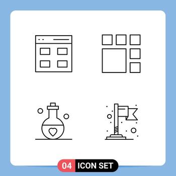 4 User Interface Line Pack of modern Signs and Symbols of communication marriage user image perfume Editable Vector Design Elements
