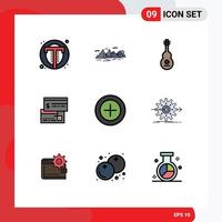 Filledline Flat Color Pack of 9 Universal Symbols of credit direct payment nature violin music Editable Vector Design Elements